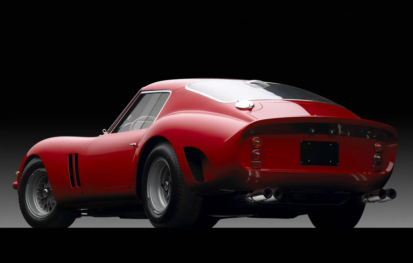 Фото обои красный, Феррари, Ferrari, суперкар, полумрак, классика, вид сзади, GTO