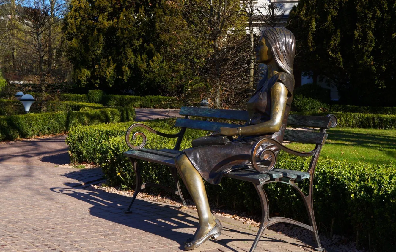 Фото обои park, women, statue