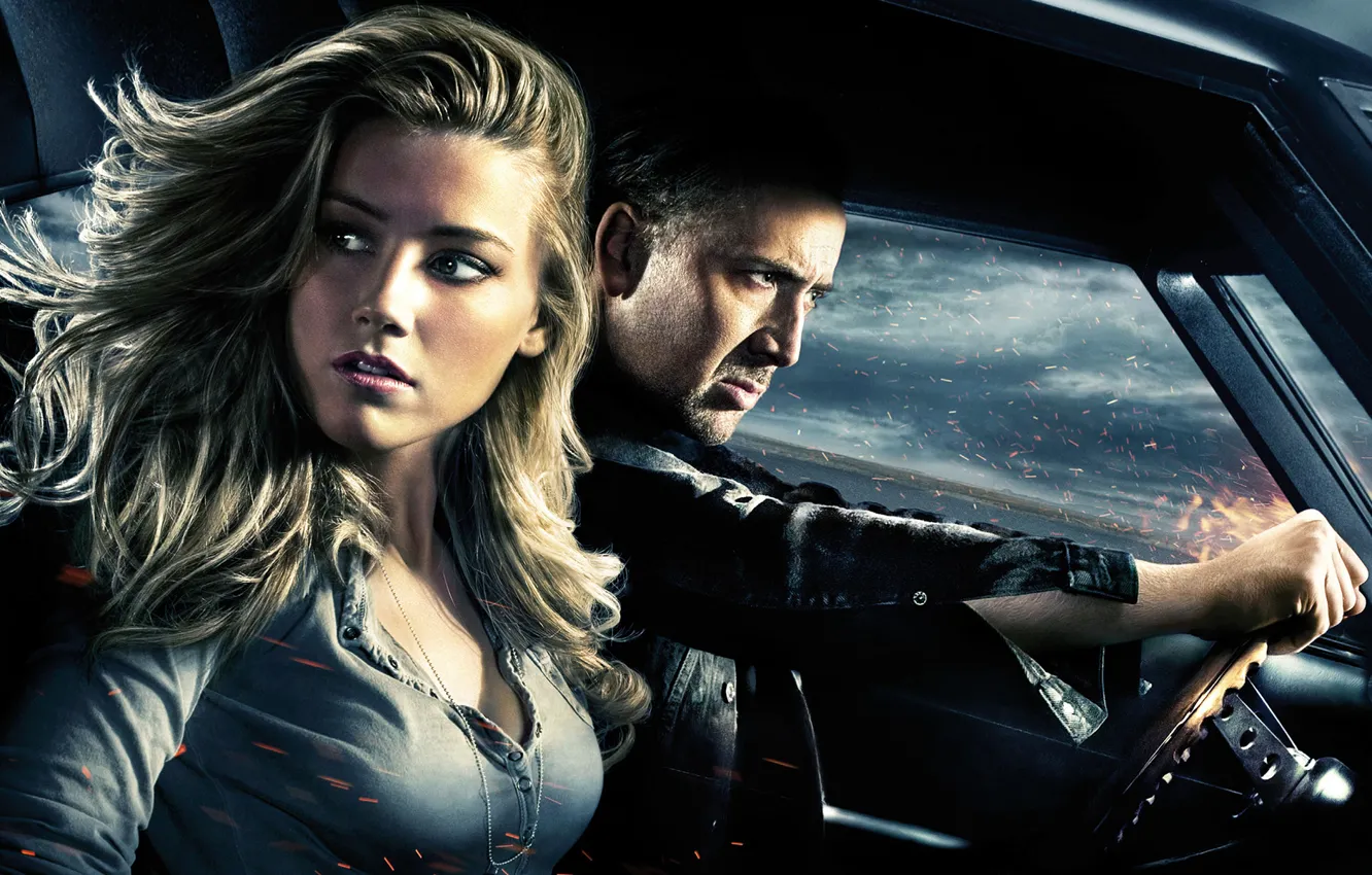 Фото обои Николас Кейдж, Amber Heard, Эмбер Хёрд, Nicolas Cage, Сумасшедшая езда, Drive Angry