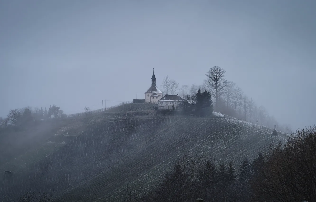 Фото обои зима, дом, Германия, холм, Баден-Вюртемберг, Roland C. Vogt photography, город Генгенбах