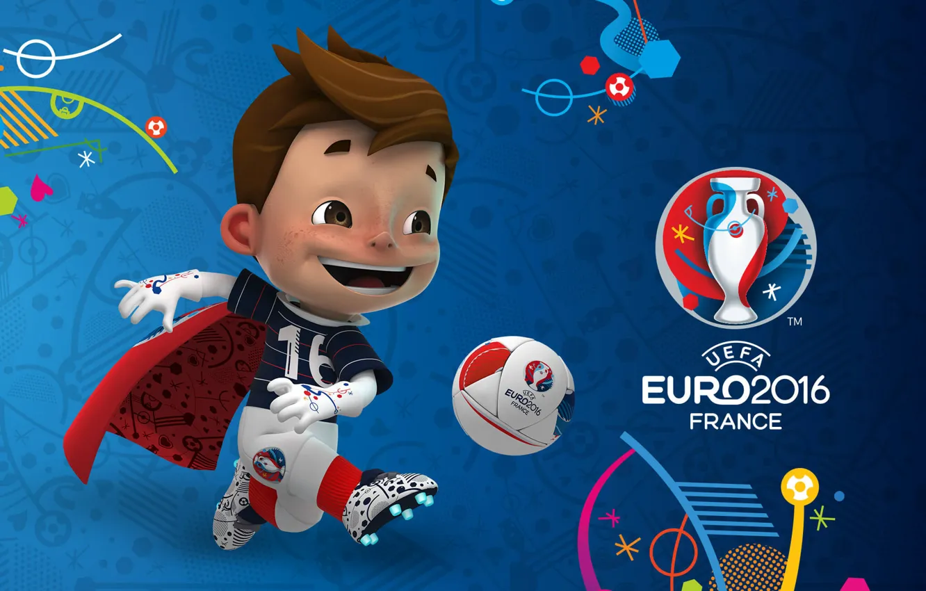 Фото обои мяч, логотип, талисман, UEFA, euro 2016, евро 2016, Супер Виктор
