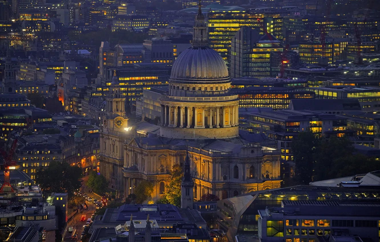 Фото обои Англия, Лондон, панорама, Собор Святого Павла