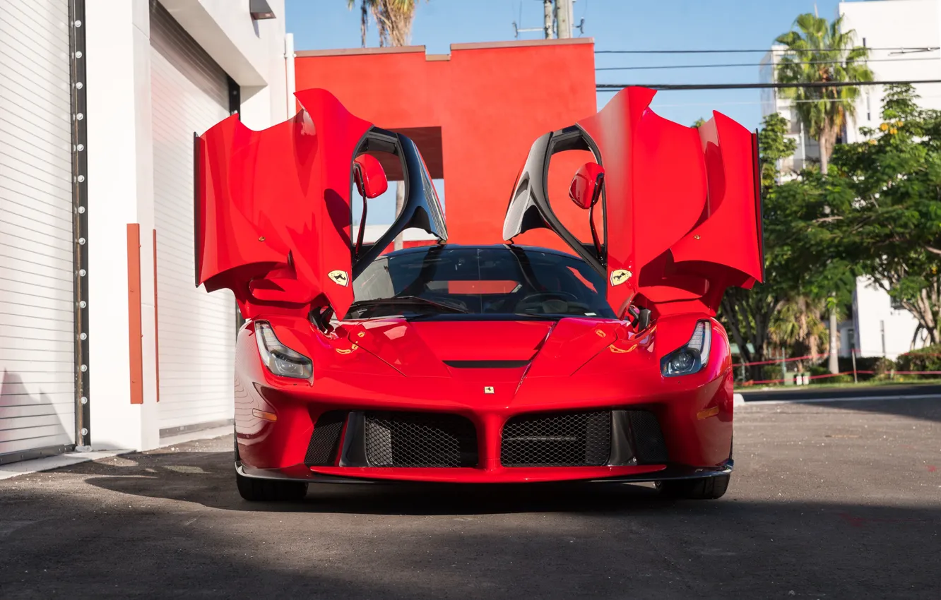 Фото обои Red, Supercar, LaFerrari, 2015, Doors