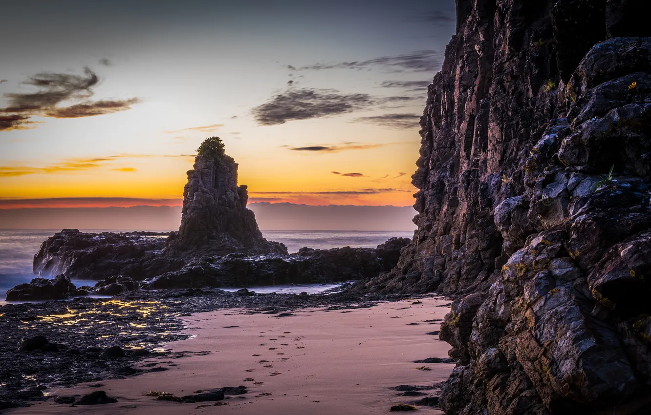 Фото обои океан, скалы, рассвет, Australia, New South Wales, Kiama Downs