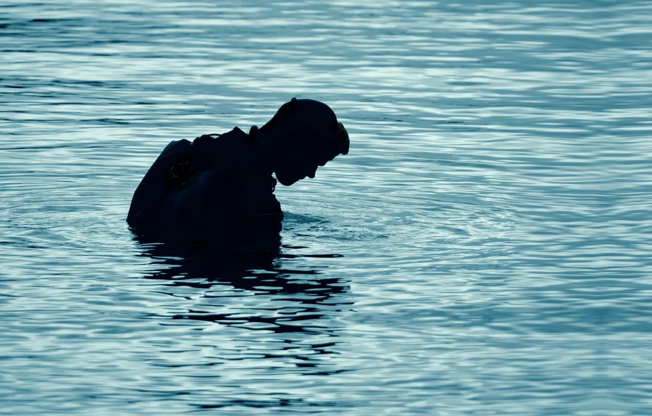 Фото обои lake, silhouette, diving