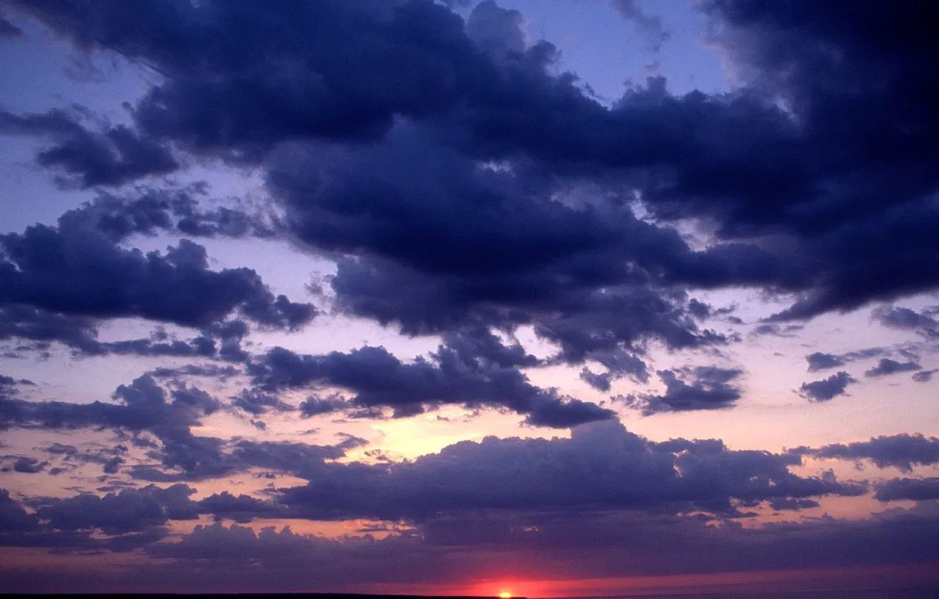 Фото обои Закат, Облака, Мичиган