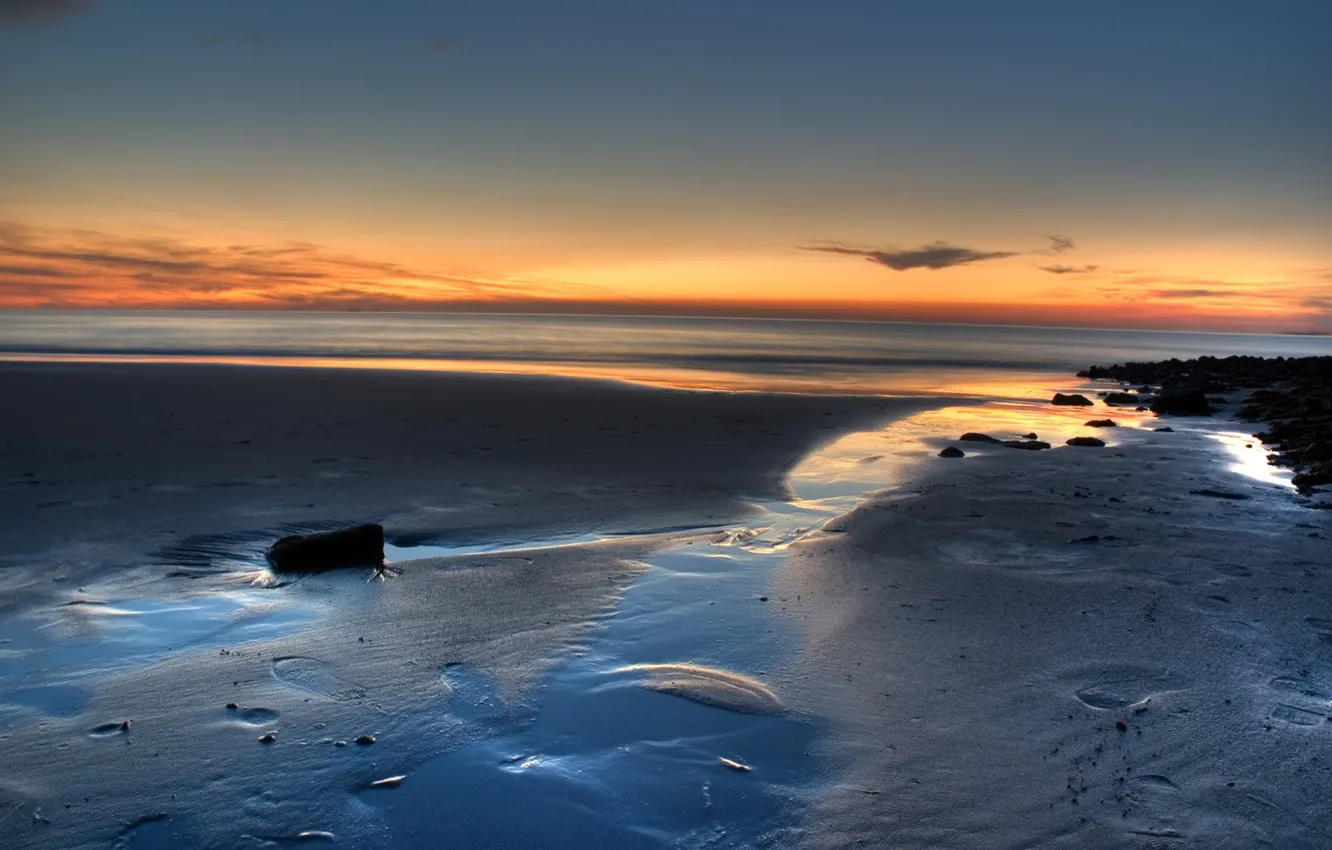 Фото обои песок, море, восход