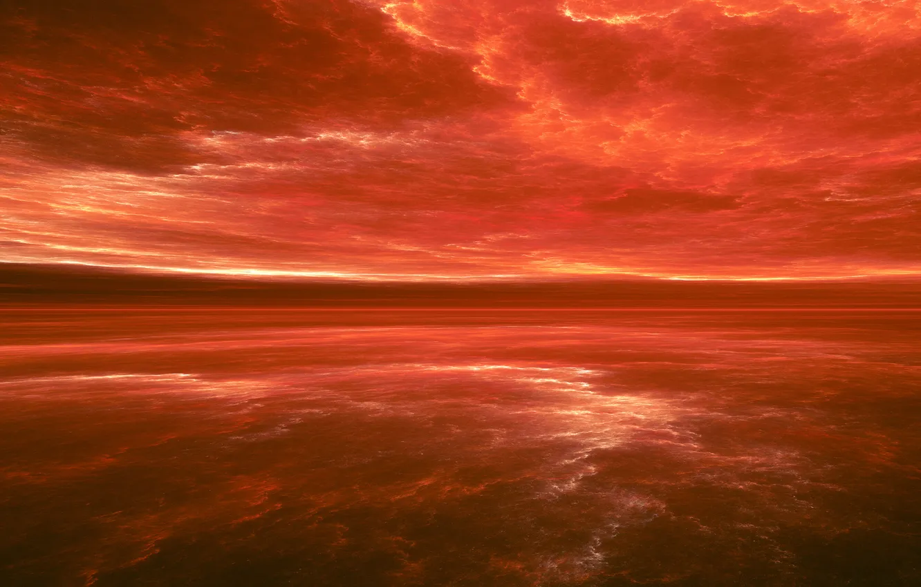 Фото обои abstract, clouds, horizon, red sky