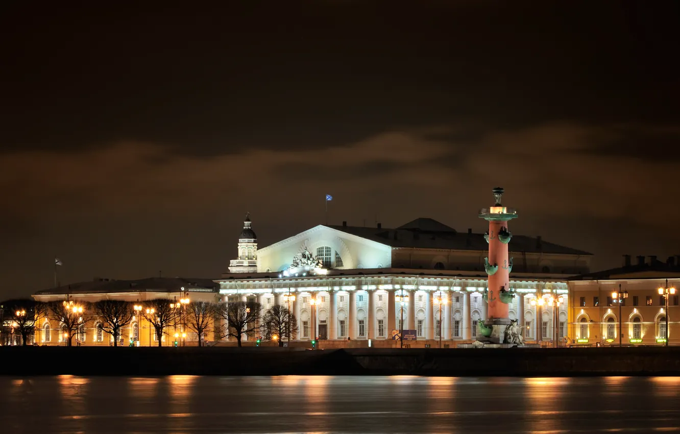 Фото обои ночь, Питер, Санкт-Петербург, Россия, Russia, night, Saint Petersburg, Neva River