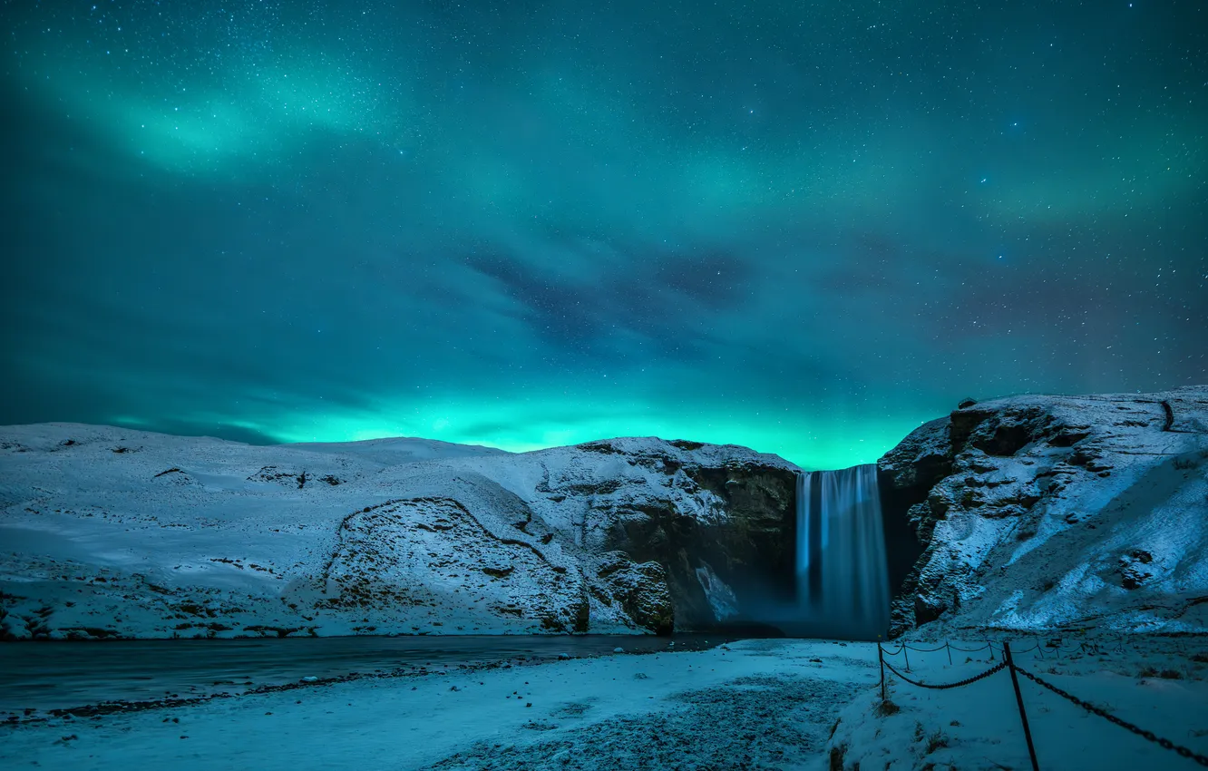 Фото обои waterfall, North, Aerola borial