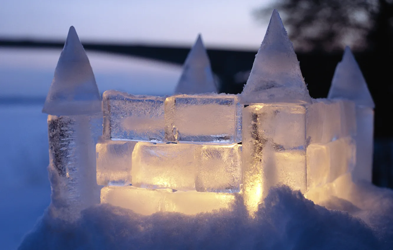 Фото обои Snow, Wallpaper, Castle, Ice, Outdoors, Candlelight