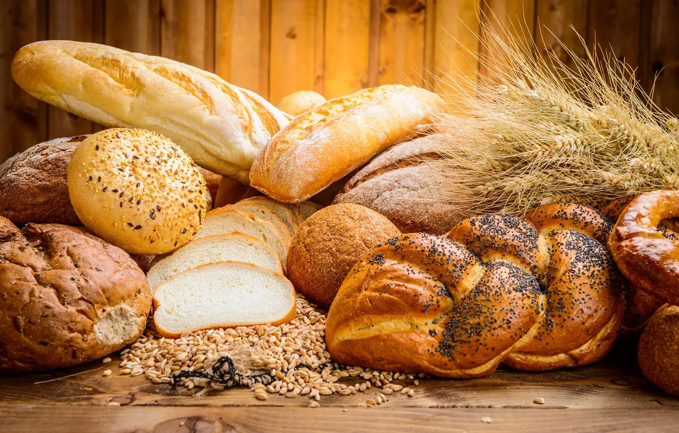 Фото обои зерно, хлеб, булочки, батон