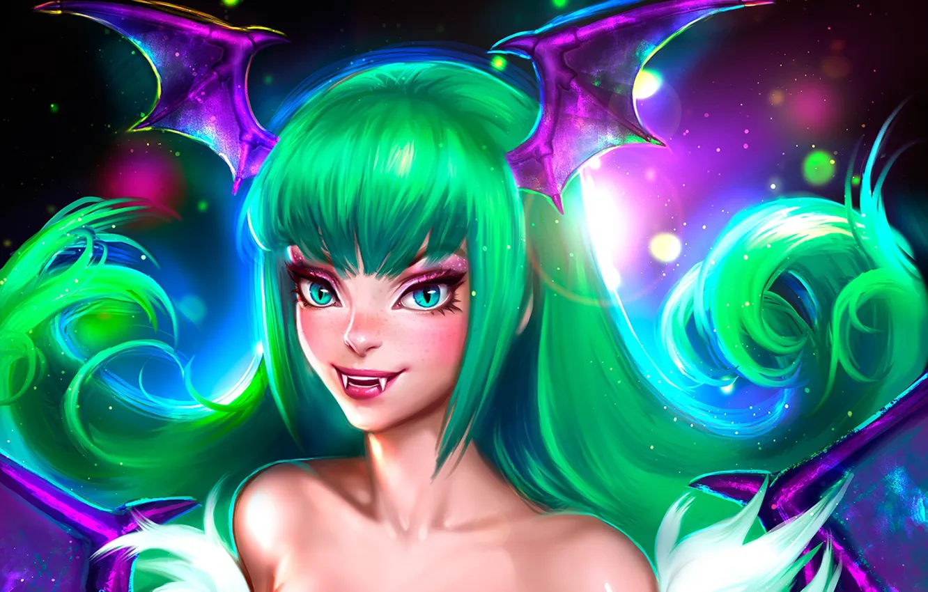 Фото обои девушка, лицо, красота, morrigan, Darkstalkers, morrigan aensland, succubus