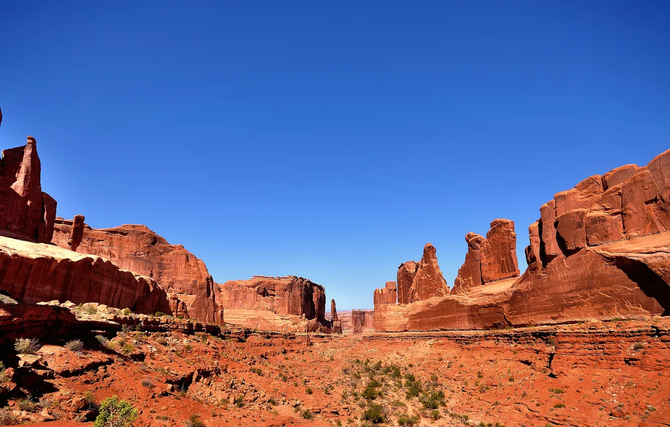 Фото обои небо, горы, камни, скалы, сша, Arches National Park, uta