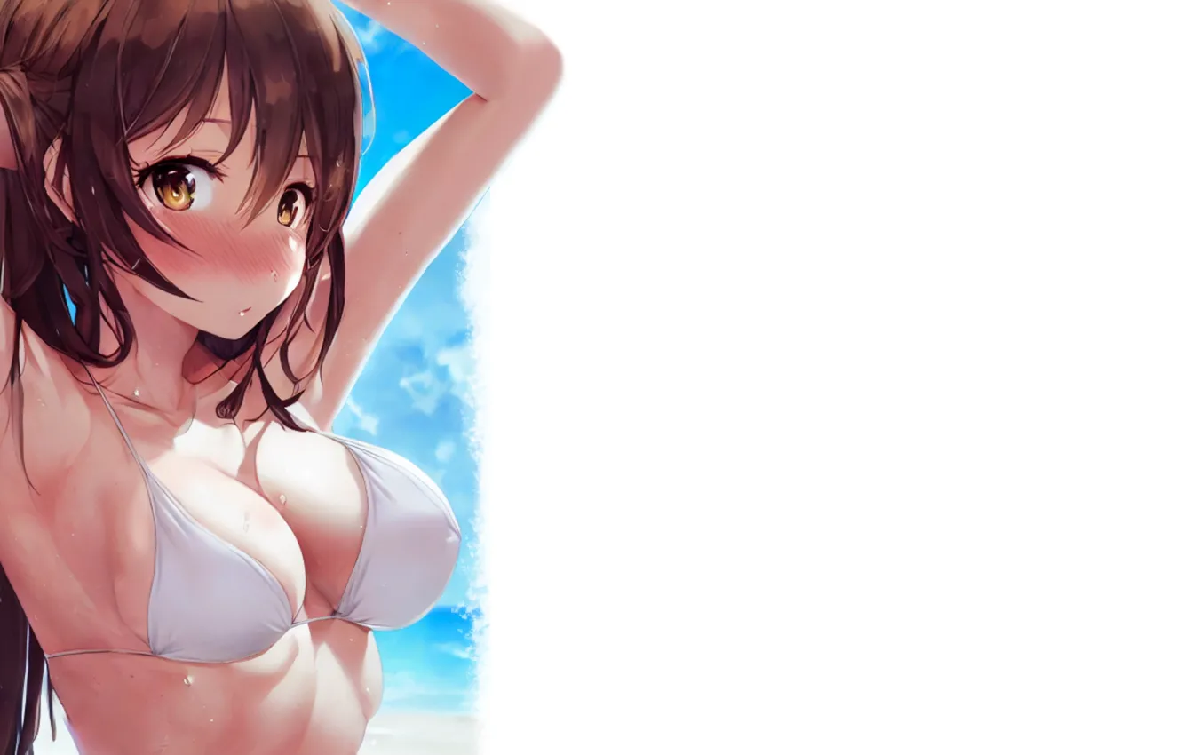 Фото обои kawaii, girl, hot, sexy, boobs, anime, brunette, babe