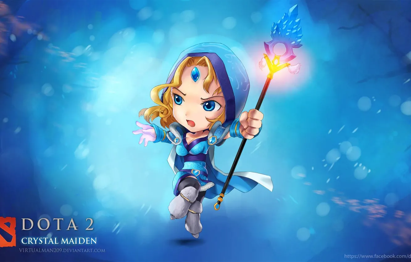 Фото обои chibi, dota 2, crystal maiden, virtualman209