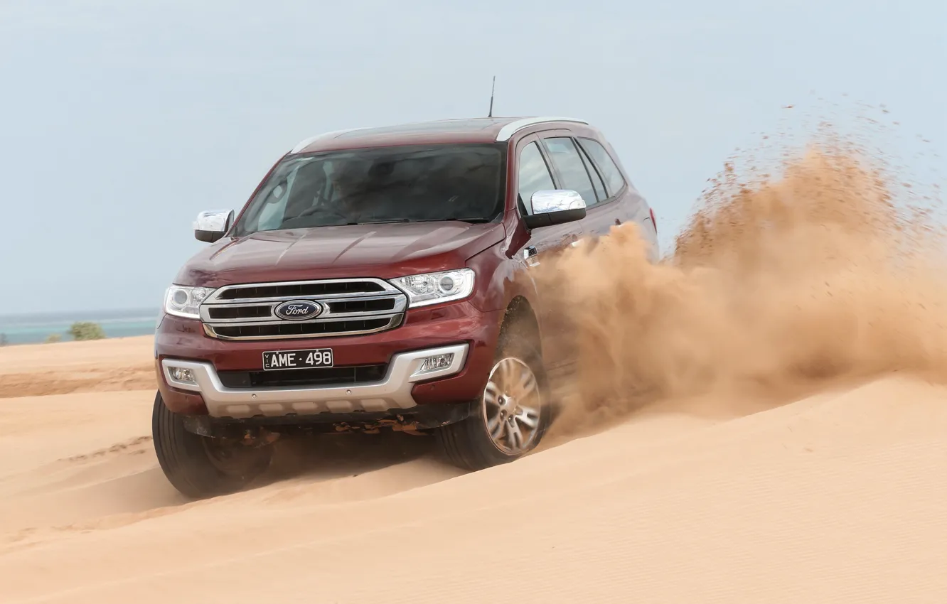 Фото обои песок, Ford, Everest, 4WD, 2015, Titanium
