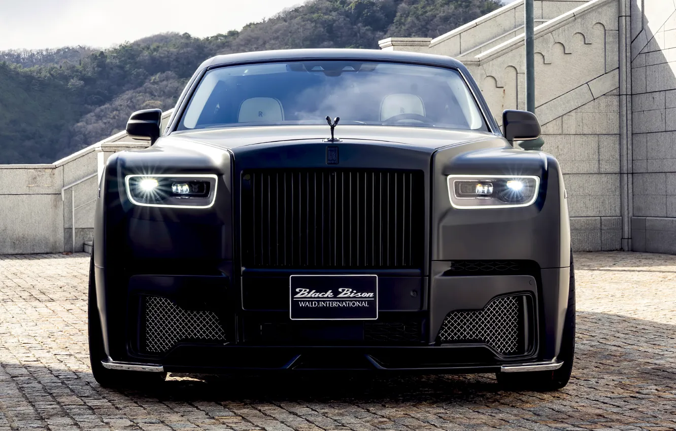 Фото обои Rolls-Royce, Phantom, вид спереди, WALD, Black Bison Edition, 2019, Sports Line