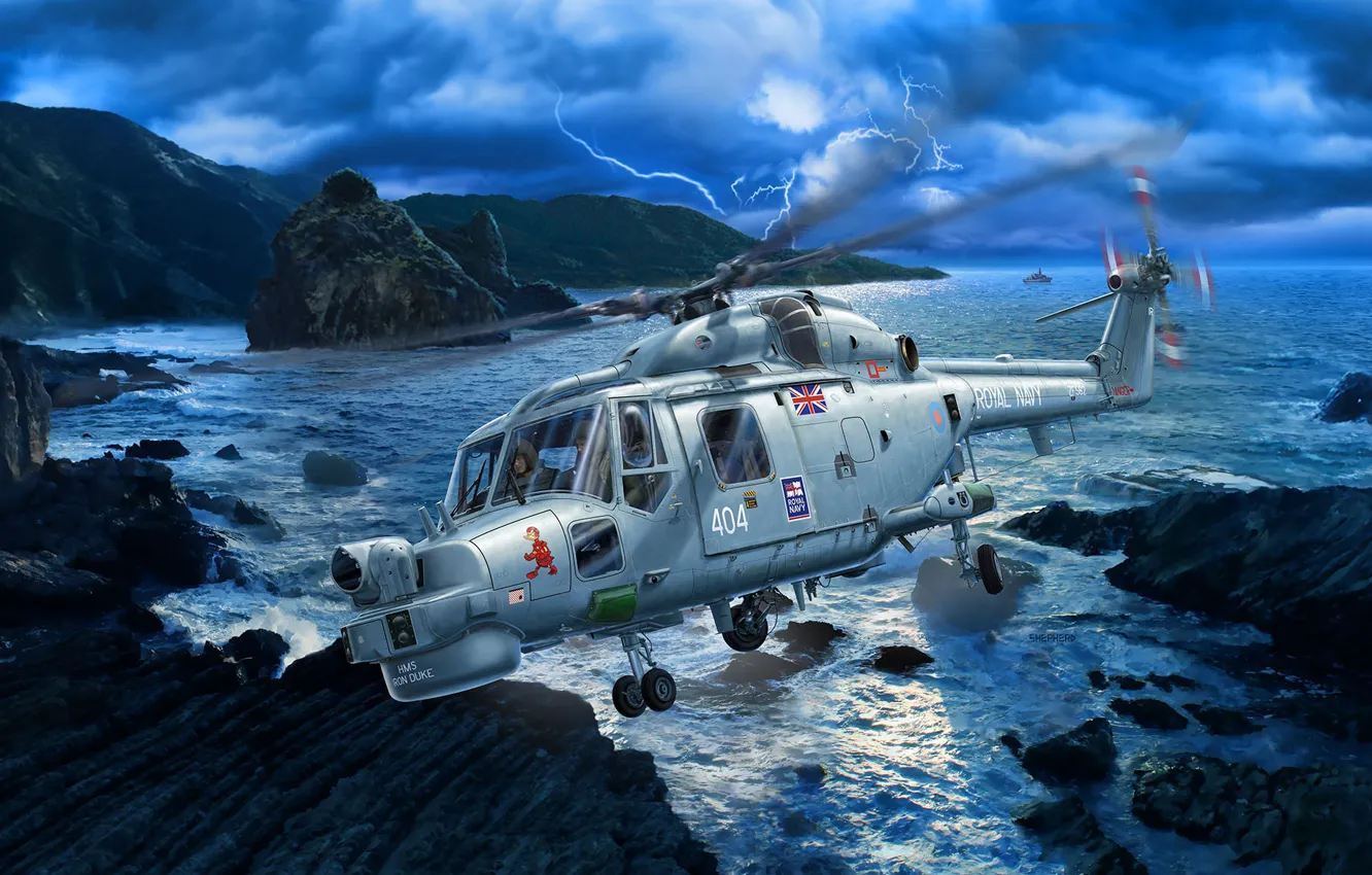 Фото обои Royal Navy, Westland Lynx Mk.8, Stu Shepherd, британский многоцелевой вертолёт