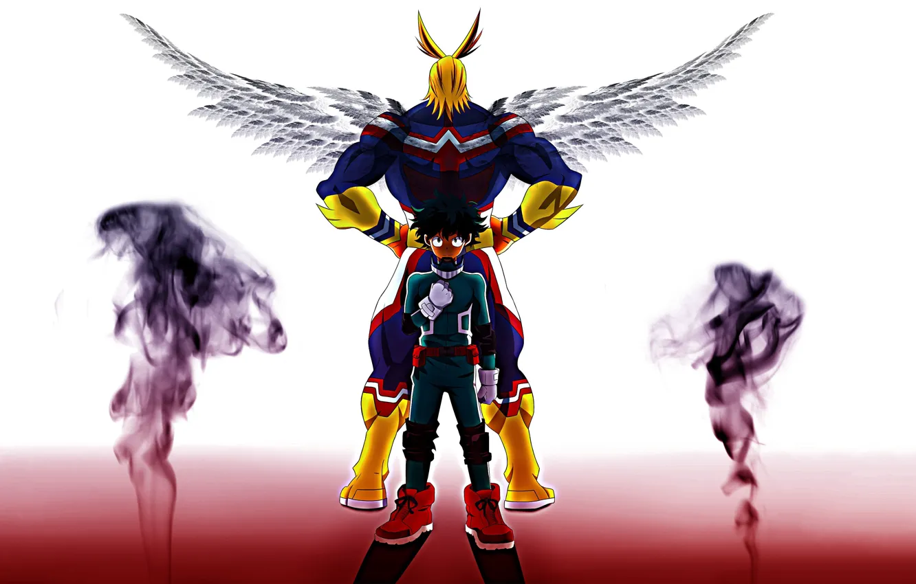 Фото обои крылья, Всемогущий, My Hero Academia, Boku No Hero Academia, Мидория Изуку, Моя Геройская Академия, Деку