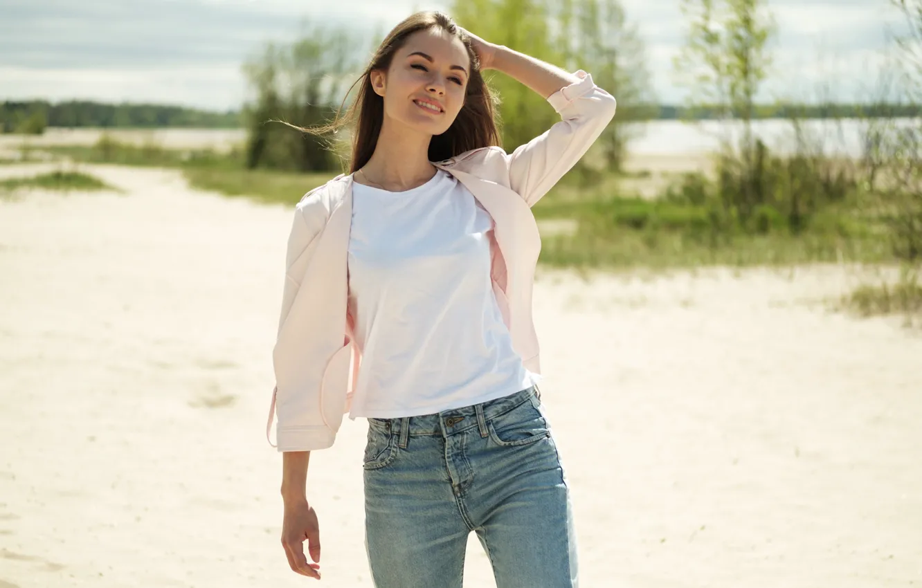 Фото обои лето, улыбка, модель, Настя