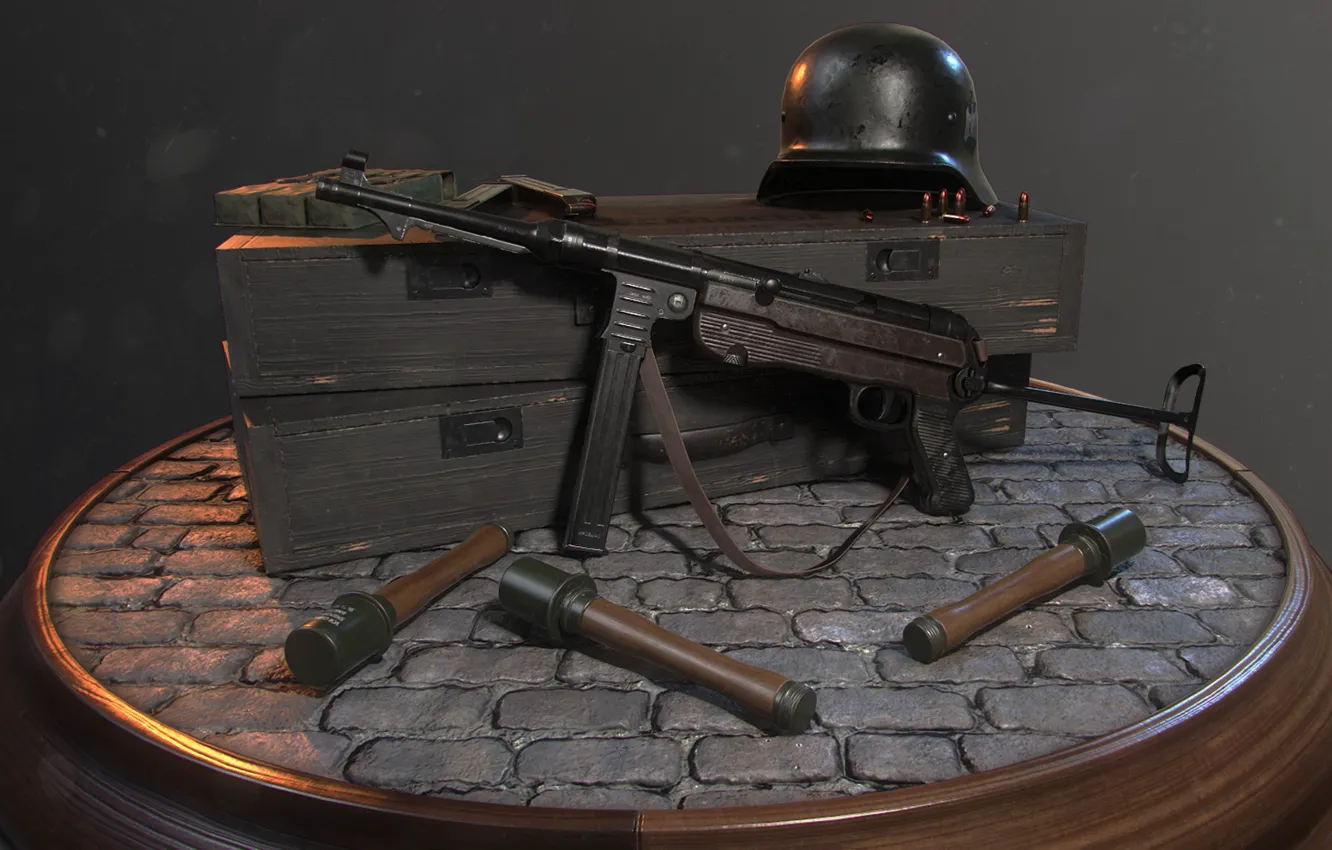 Фото обои оружие, арт, WW2 German Soldier's Equipment, Rafael Maia Nicolazzi