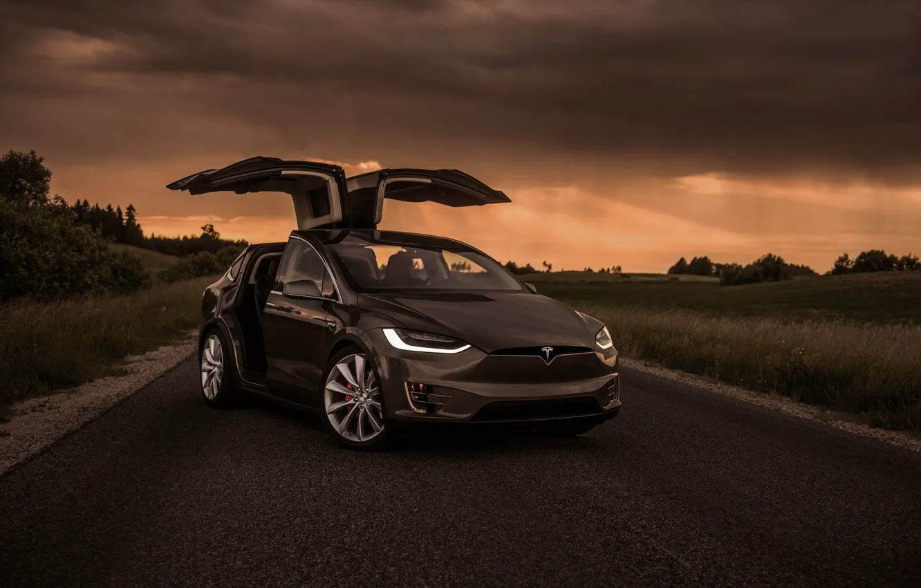 Фото обои вечер, Tesla, Model X