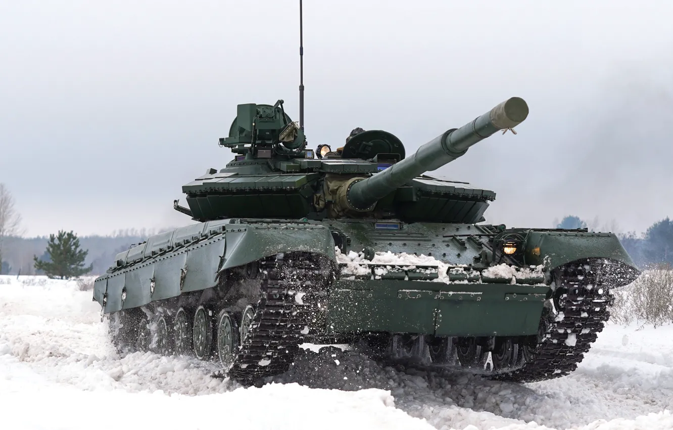 Фото обои Снег, Танк, Украина, ОКБ имени Морозова, Т-64БВ, Т-64БВ образца 2017 года