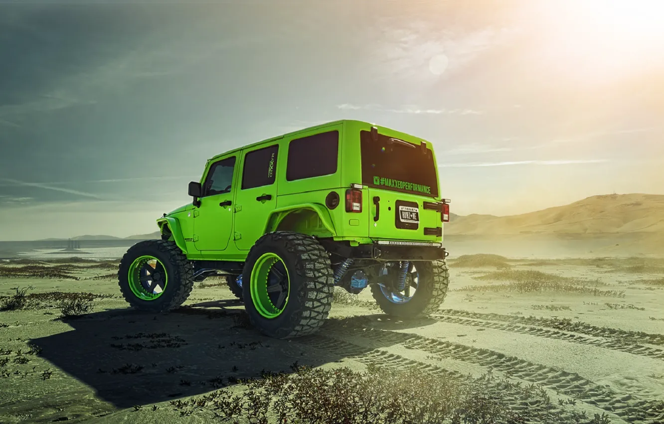 Фото обои Green, Forged, Custom, Wrangler, Jeep, Wheels, Track, ADV1