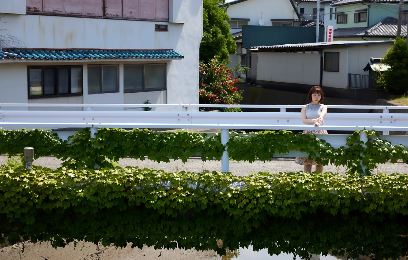Фото обои Asian, Model, Bridge, Woman, Road, River, Pretty, Japanese