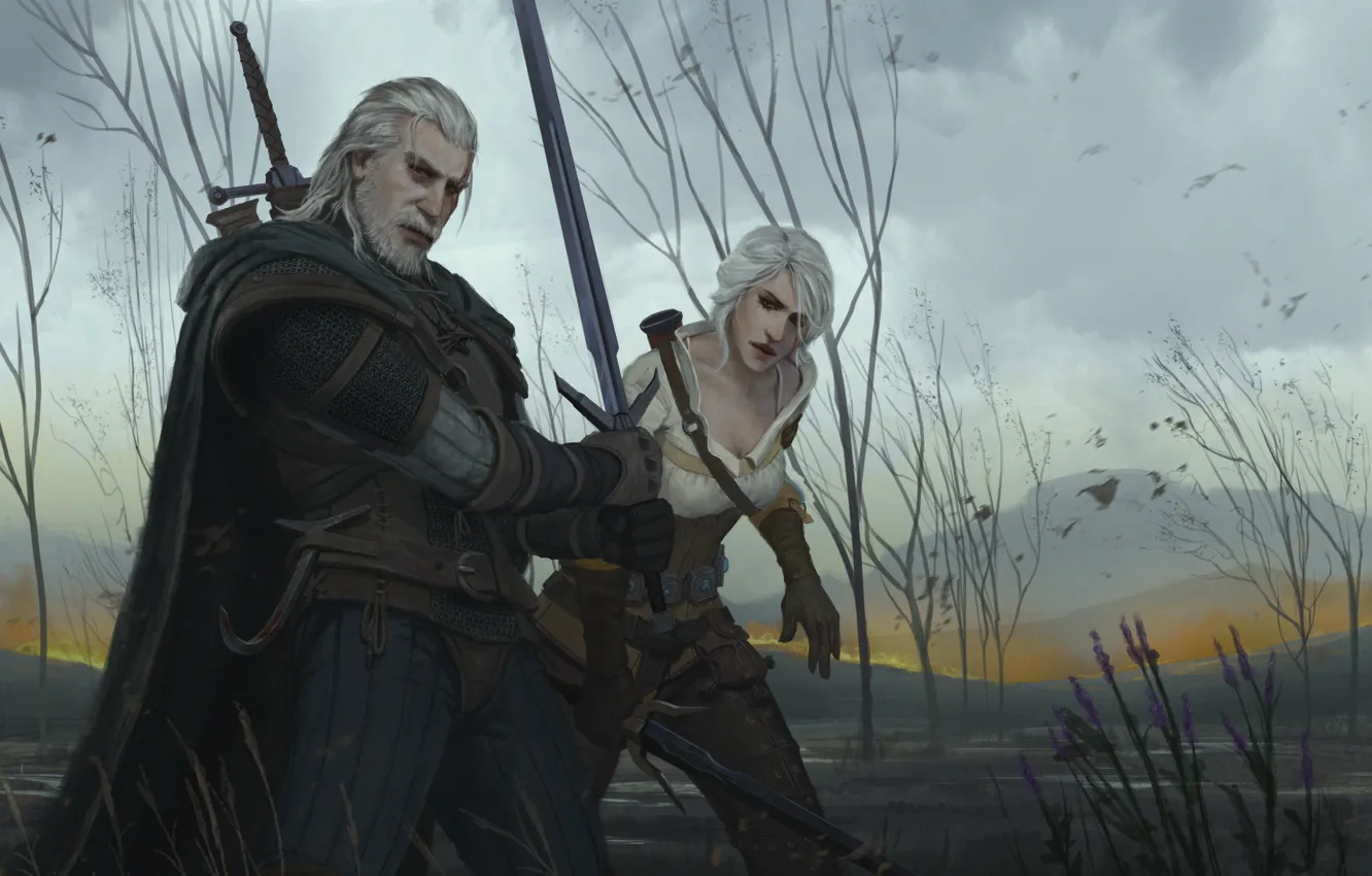 Фото обои geralt, The Witcher 3: Wild Hunt, geralt of rivia, ciri, cirilla