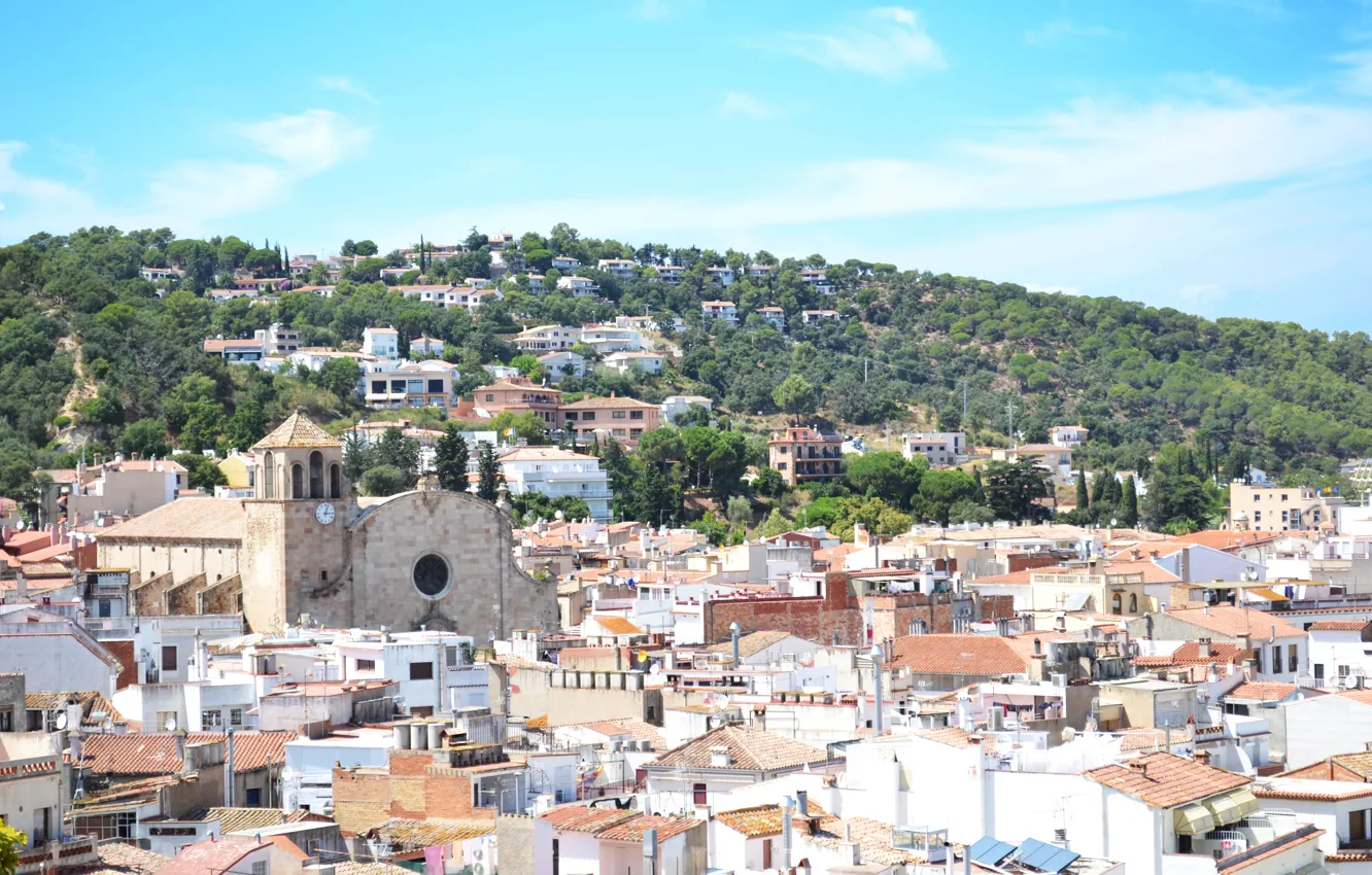 Фото обои город, дома, церковь, Испания