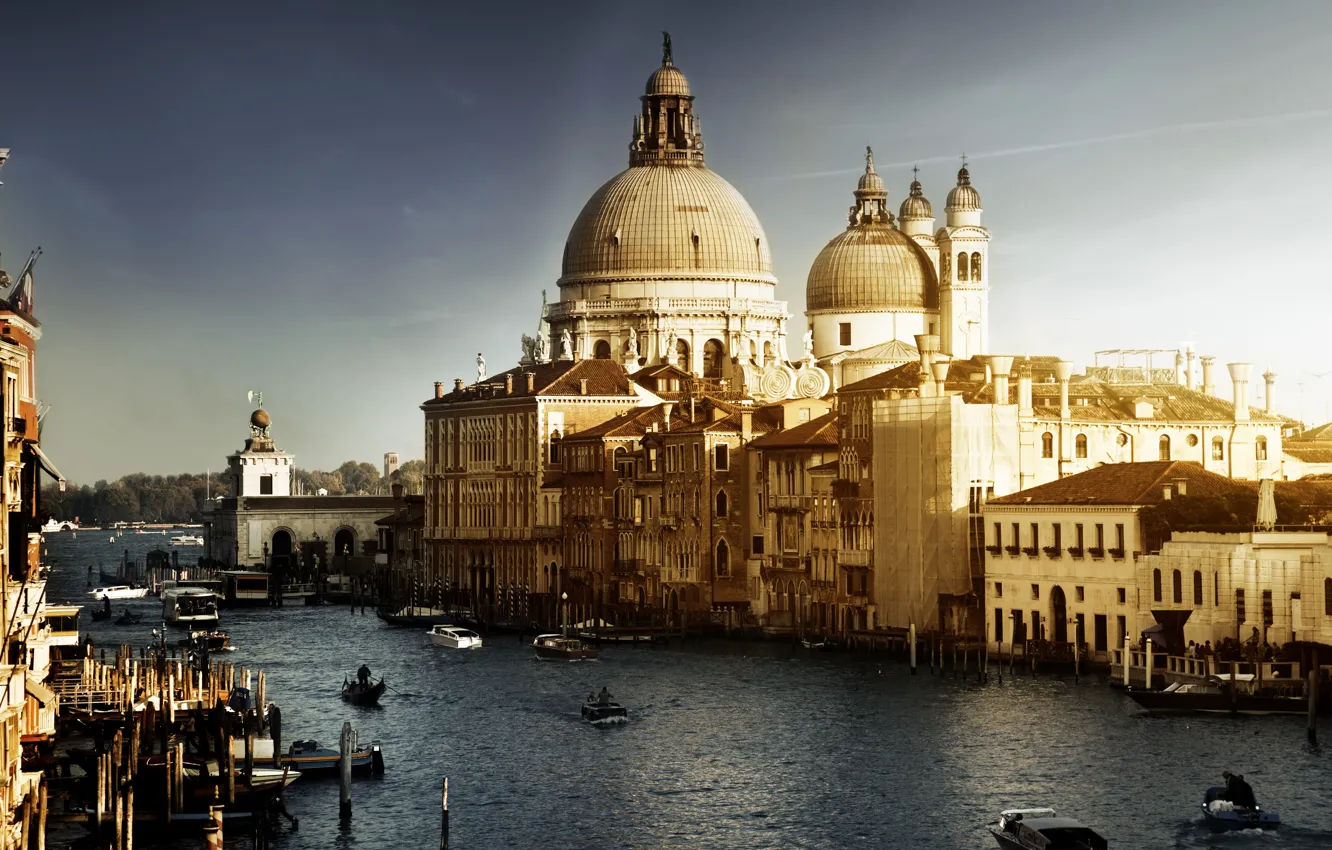 Фото обои здания, лодки, Италия, Венеция, канал, архитектура, Italy, гондолы