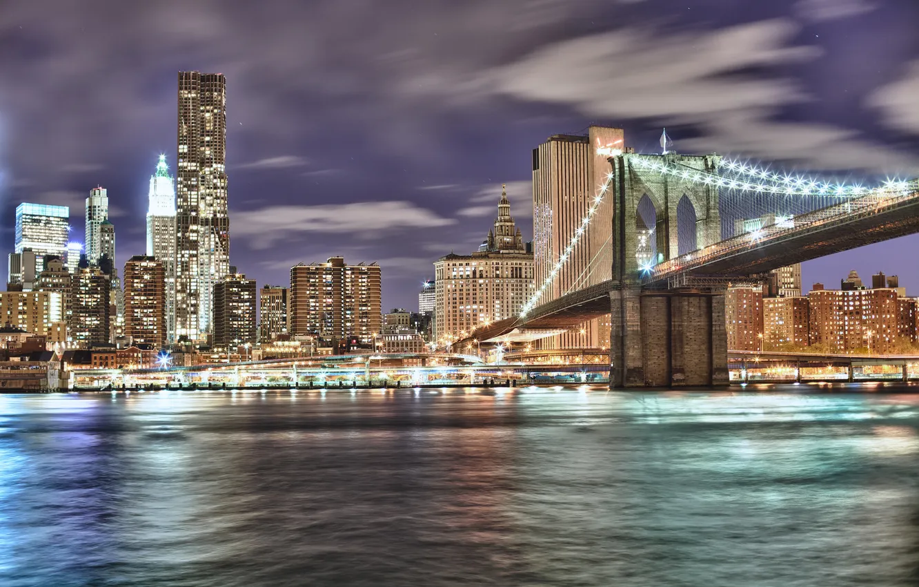Фото обои city, USA, New York, NYC, Brooklyn Bridge