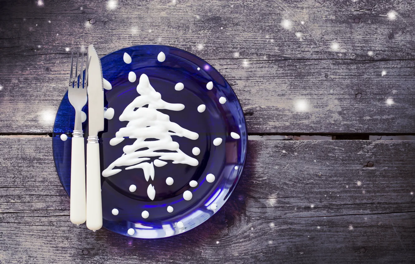Фото обои Новый Год, тарелка, Рождество, елочка, merry christmas, decoration