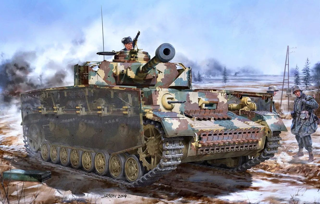 Фото обои Солдаты, Танк, Вермахт, Pz. IV, Танкист, Pz.Kpfw.IV Ausf.J