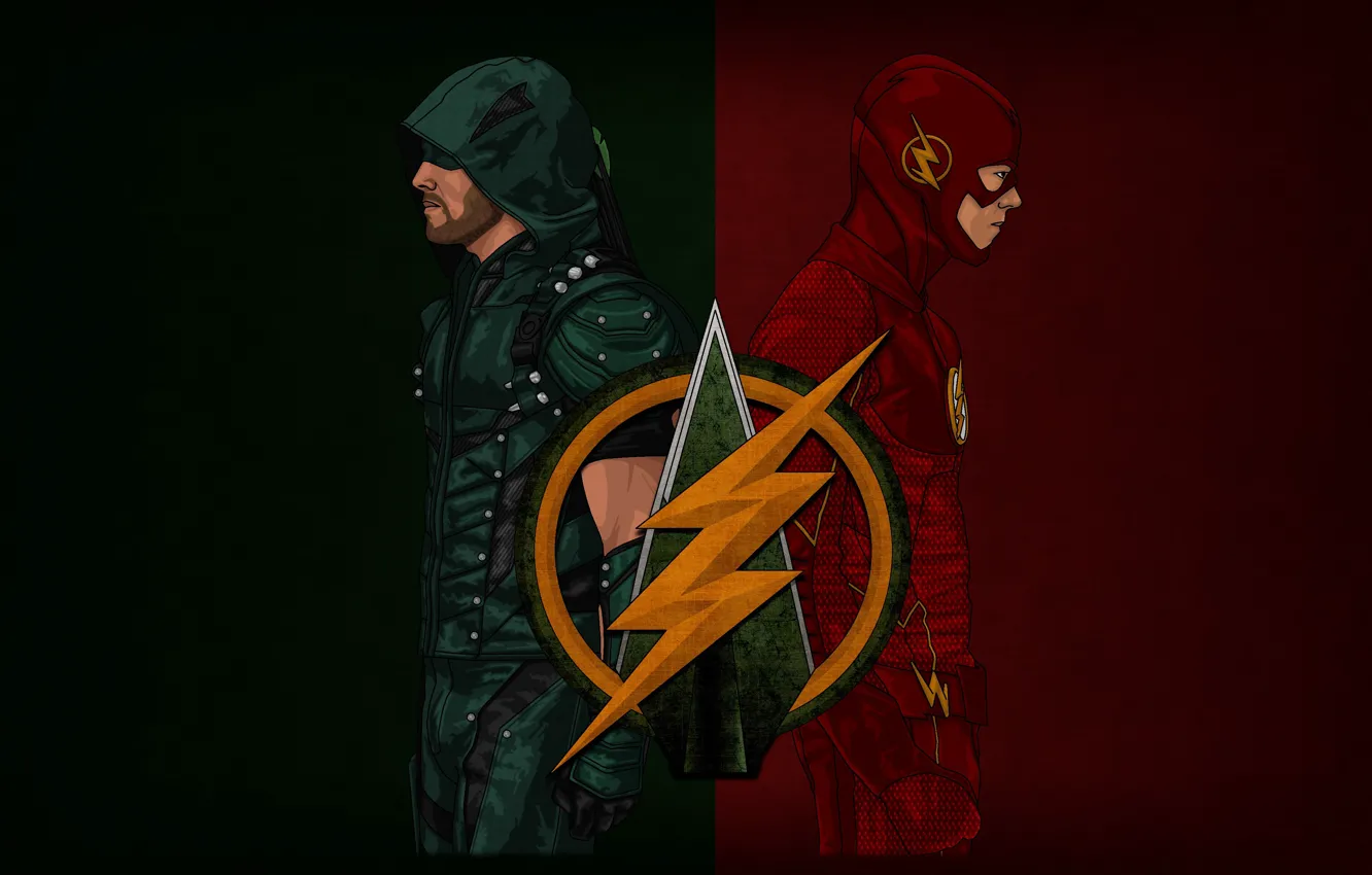 Фото обои crossover, hero, Arrow, Flash, yuusha, The Flash, CW