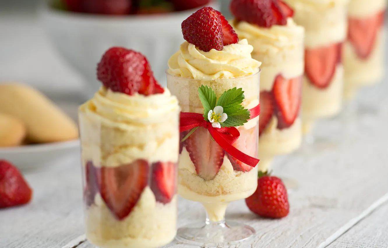 Фото обои ягоды, еда, клубника, десерт, сладкое, cream, dessert, strawberries
