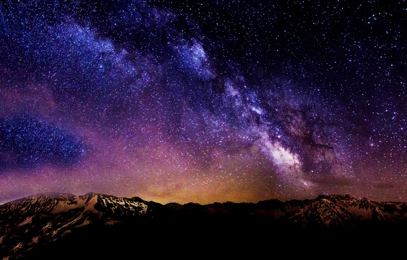 Фото обои звезды, ночь, Горы, Млечный путь