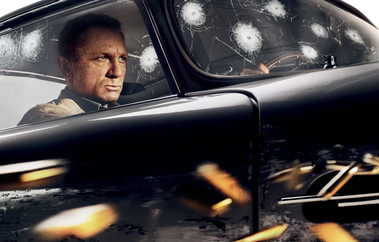 Фото обои Aston Martin, Daniel Craig, 007, James Bond, No Time to Die, Bullet Holes