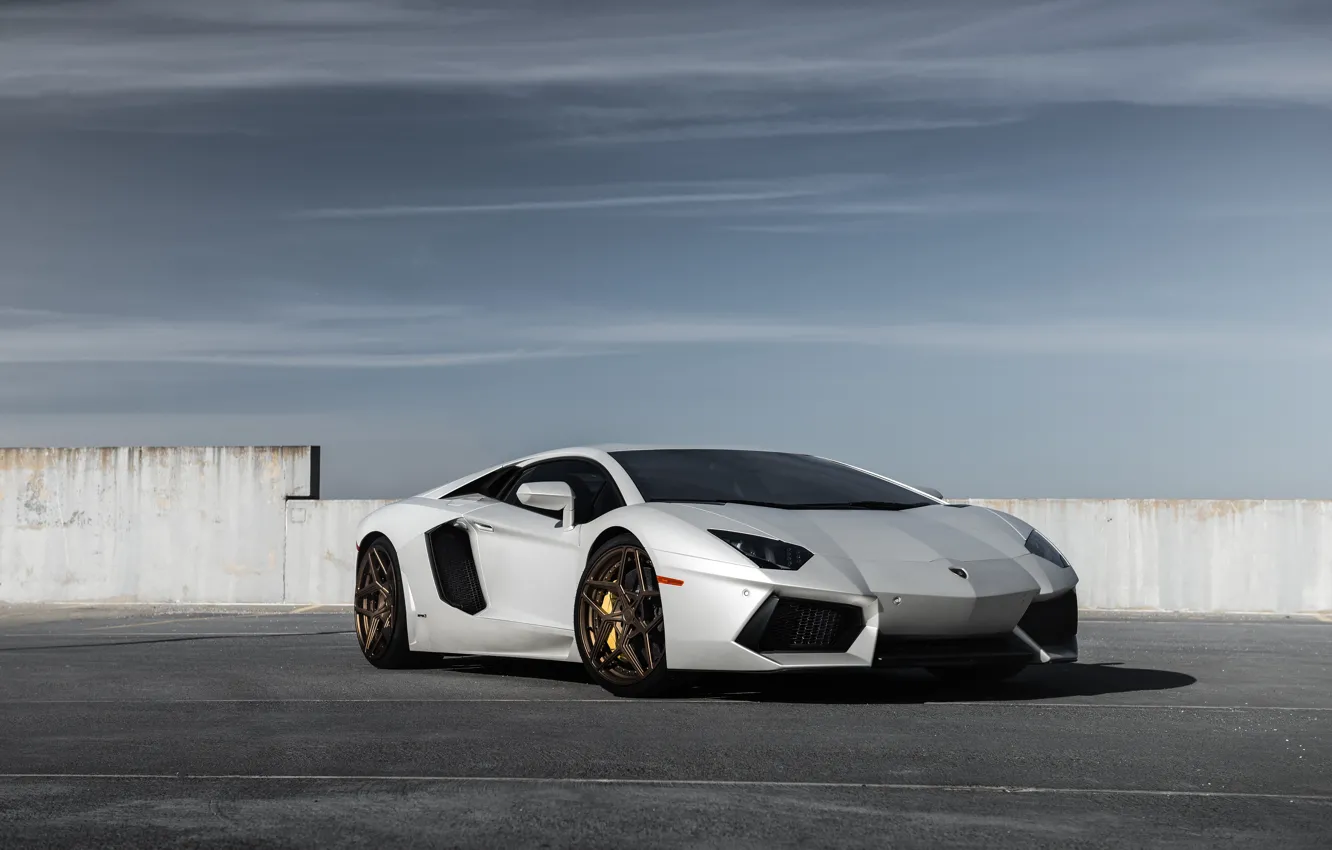 Фото обои Lamborghini, wheels, road, Aventador, niche, Technica