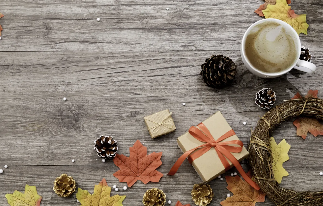 Фото обои осень, листья, фон, colorful, подарки, клен, wood, background