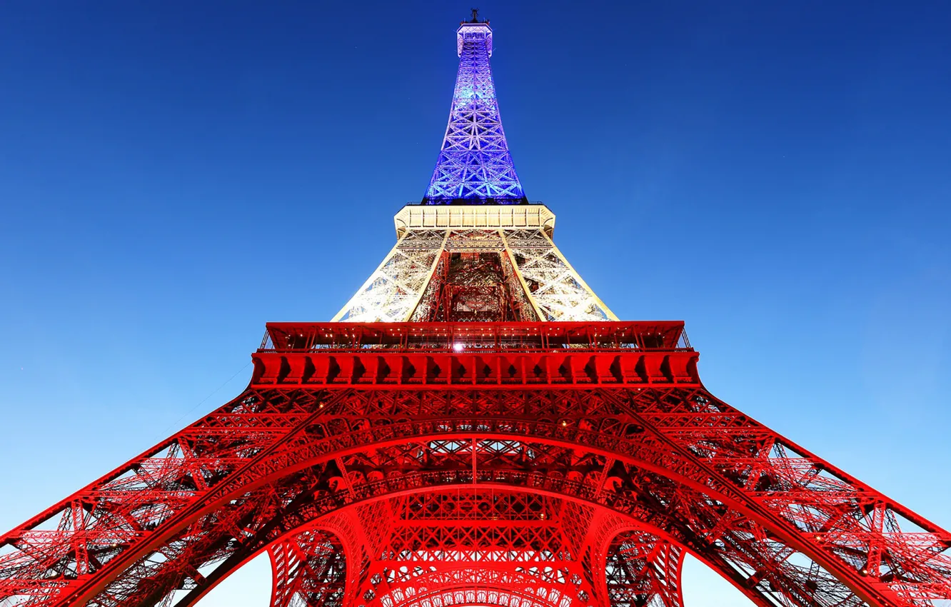 Фото обои Paris, France, Eiffel Tower, France flag