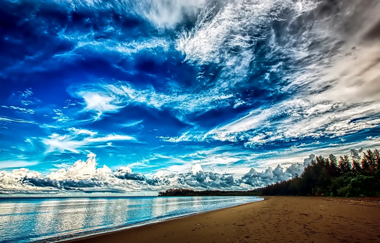 Фото обои beach, sea, clouds, The sky