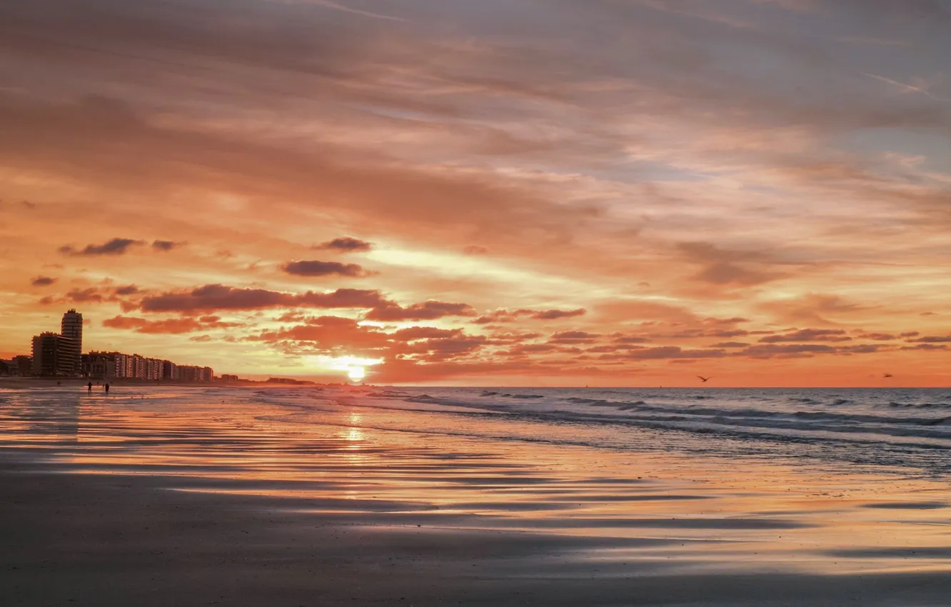 Фото обои море, закат, Sunset, Oostende