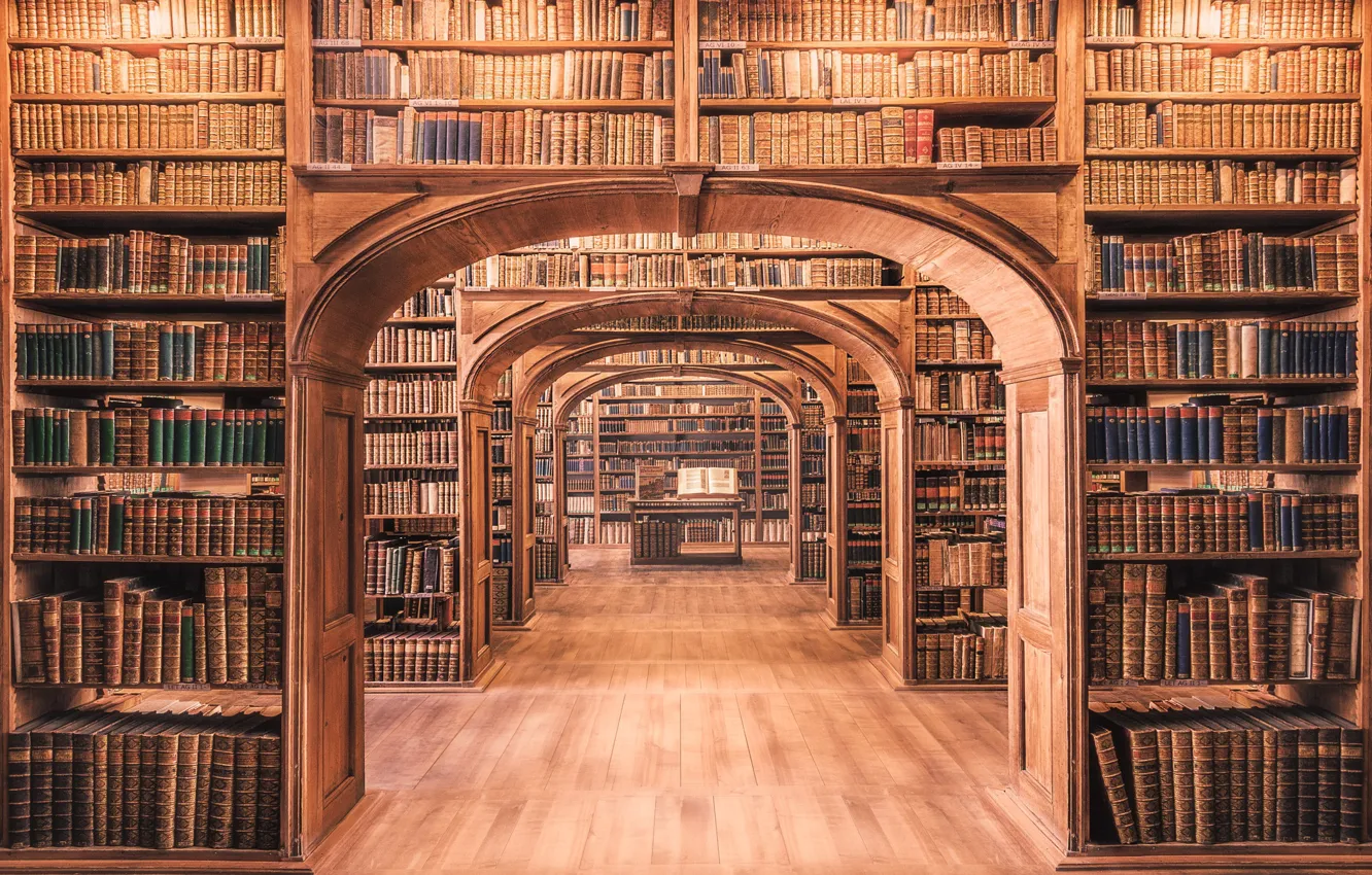Фото обои wood, books, library
