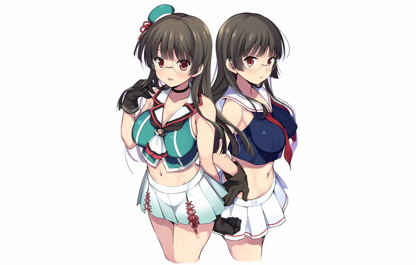 Фото обои sexy, cleavage, blouse, long hair, girls, hat, boobs, anime