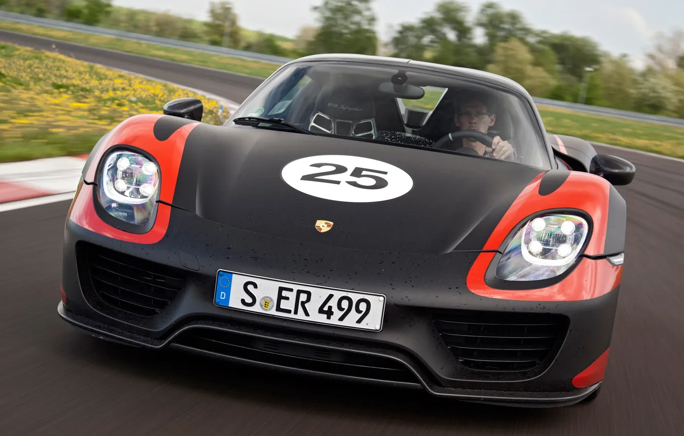 Фото обои машина, Prototype, Porsche, 918, передок, 2013