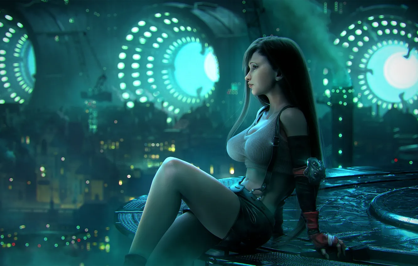 Фото обои девушка, брюнетка, Final Fantasy, ff7, square enix, tifa lockhart, tifa