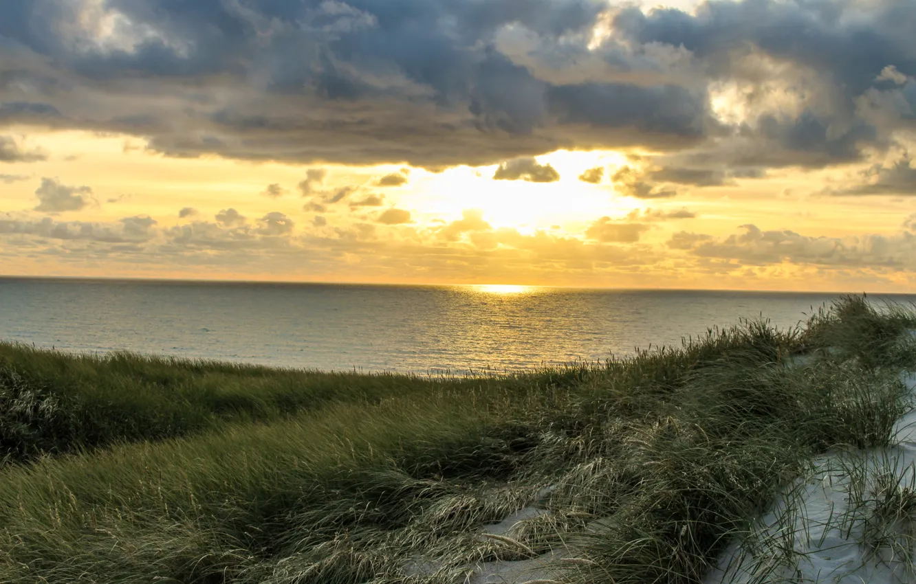 Фото обои sunset, dune, denmark, north sea